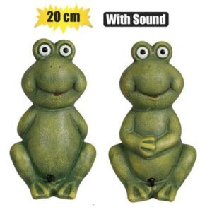 Orn animal cer frog w/sound 20cm