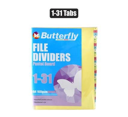File dividers, a4, 1-31 tabs