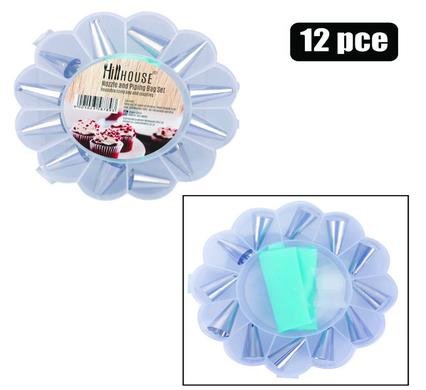 Cake decorating nozzle-set s/s 12pc