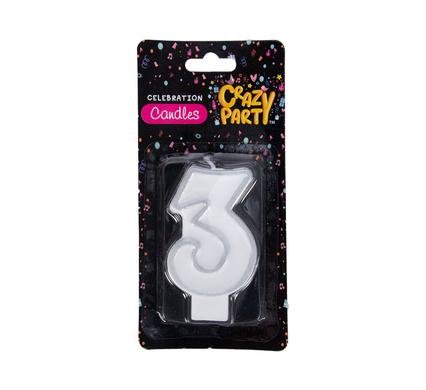 Candles birthday single number-3 slv