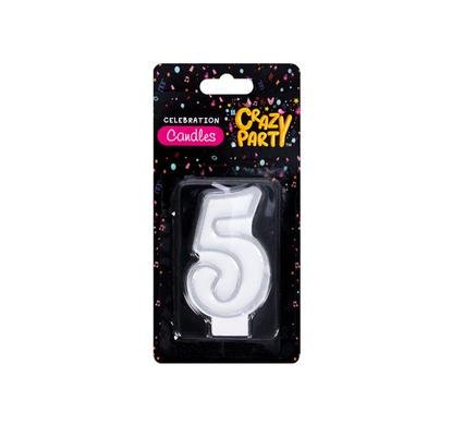 Candles birthday single number-5 slv