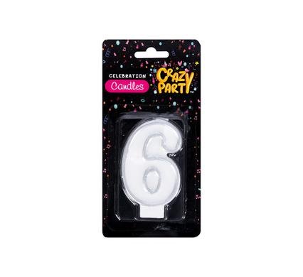 Candles birthday single number-6 slv