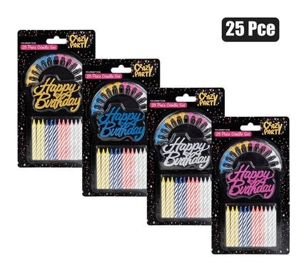 Candles birthday 12 candles +holders lrg