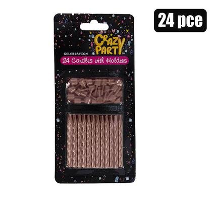 Candles birthday 24 candles+holders purp