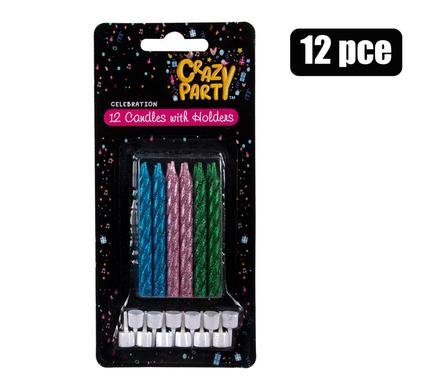 Candles birthday 12pc spiral metallic