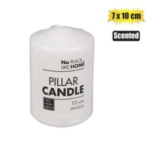 Candle pillar round white 10x7cm scented