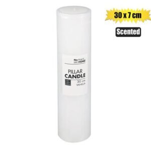 Candle pillar round white 30x7cm scented