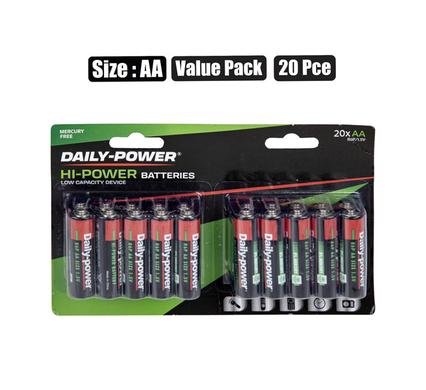 Batteries h/power size:aa 20pce value pk