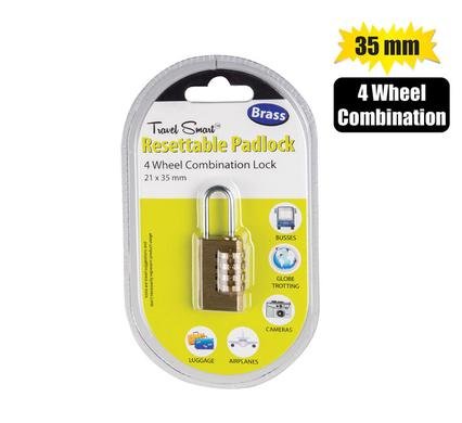 Padlock combo brs 4 whl reset trvl smart