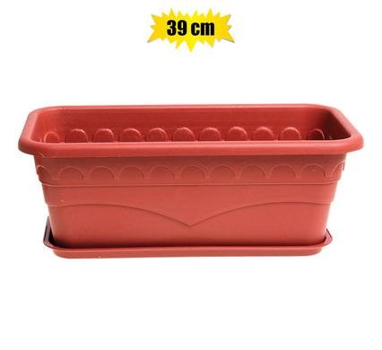Planter w/tray 39x19x14cm pl rect