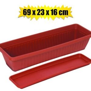 Planter w/tray 69x23x16cm pl rect