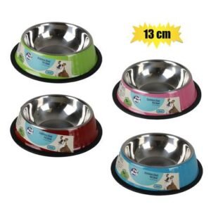 Pet dog/cat bowl s/s asstd colors 13cm