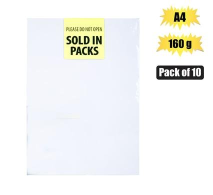 Art+craft board a4 160g sheet white 10pk