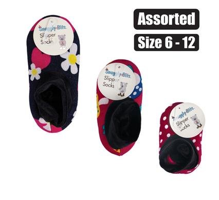 Socks slipper kids size 4.5-9 asstd