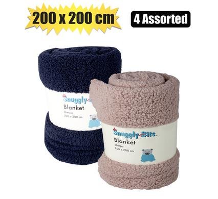 Blanket sherpa 200 x 200cm asstd