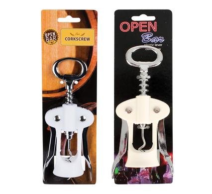 Corkscrew dbl-lever chr/white open bar