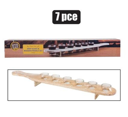 Shot-glass-set 7pc w/mdf paddle
