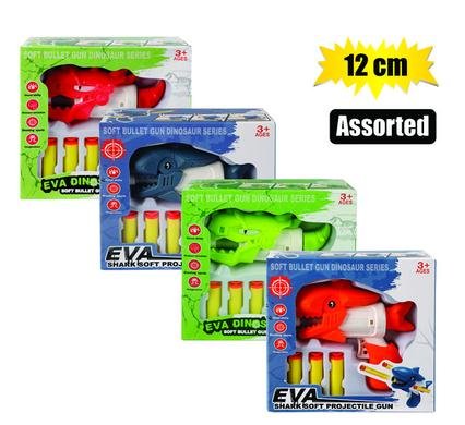Gun foam dart dino/shark asstd 12cm