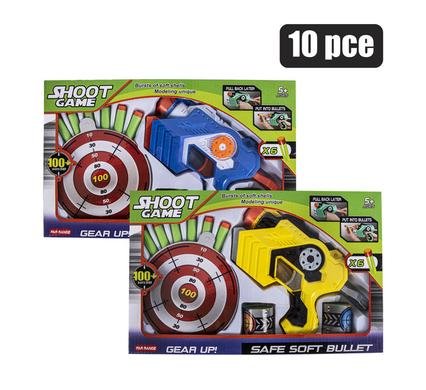 Gun foam dart w/targets, 10pc asstd