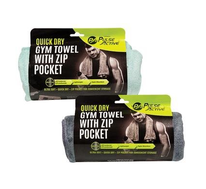 Fitness gym towel zip pocket 40x90cm