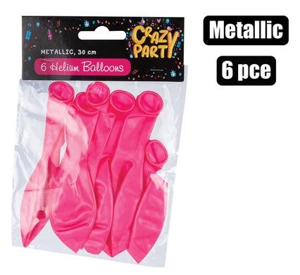 Balloons helium 6pc metallic pink f-01