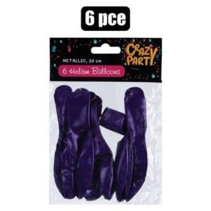 Balloons helium 6pc metallic purp f-01