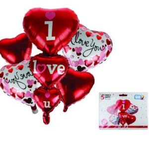 Balloons helium vday bouquet 5pc f-4