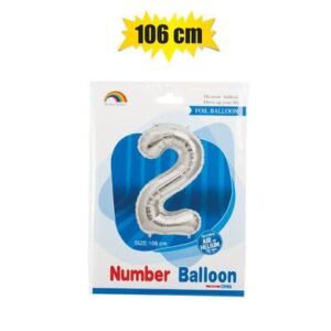 Balloon helium foil silver 2 102cm f-04
