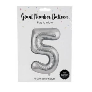 Balloon helium foil silver 5 102cm f-04