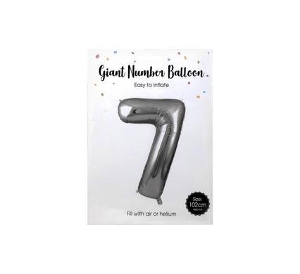 Balloon helium foil silver 7 102cm f-04