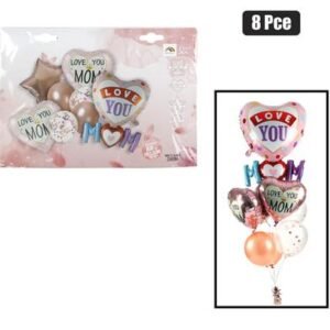 Balloons helium m'day bouquet 8pc f-8