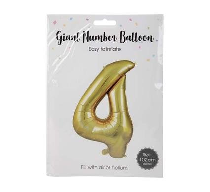 Balloon helium foil gold 4 106cm f-04