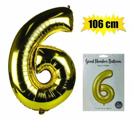 Balloon helium foil gold 6 106cm f-04