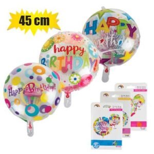 Balloon clear print hbd asstd 45cm f-01