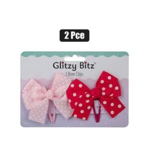 Hair pins 2pc bows 5cm snap clips