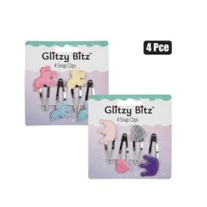 Hair pins 4pc snap clips heart & crowns