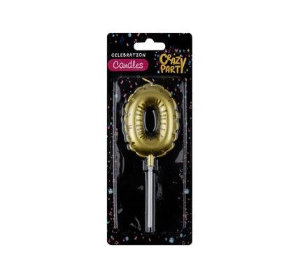 Candles birthday balloon no.0-gld 5cm