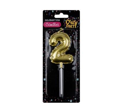 Candles birthday balloon no.2-gld 5cm