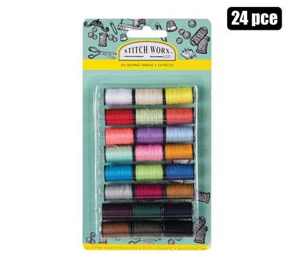 Haberdashery sewing thread 24pc asstd cl