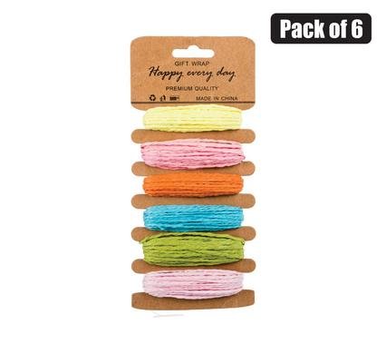 Paper raffia twine 6 asstd colors 5mmx5m