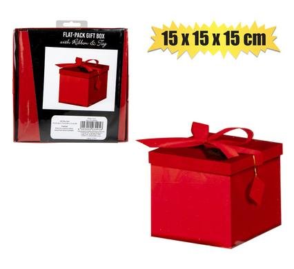 Gift box flat pack 15c15x15cm red