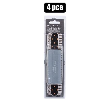 Nail file emery 4pce incl buffer h/glow