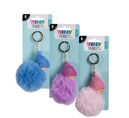 Keychain faux fur baby asstd-colours