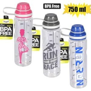 Water bottle 750ml tritan 3-asstd prints