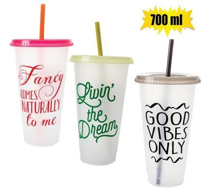 Tumbler sipper w/straw 700ml printed
