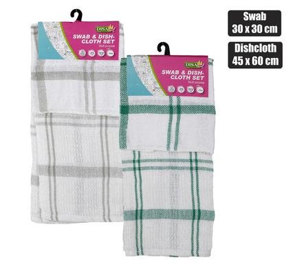 Dish cloth + swab set 2pc honeycomb