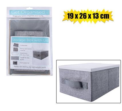 Storage box non-woven pl-lid 19x26x13cm