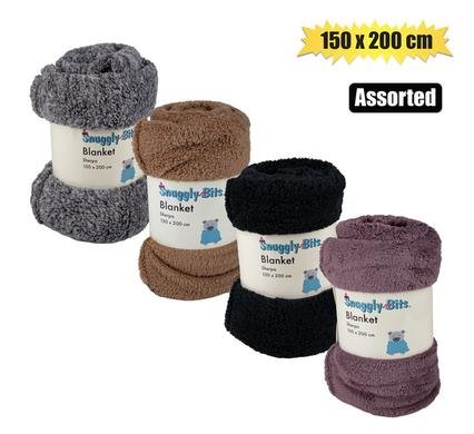 Blanket sherpa 150 x 200cm asstd