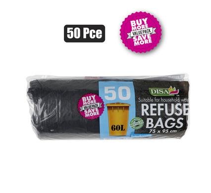 Refuse bag 50pc black 750x950mm