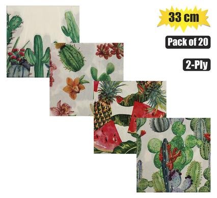 Serviettes 2ply 33cm 20pc cactus